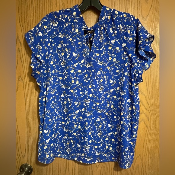 Pleione Tops - Pleione From Anthropologie Blue Floral Blouse